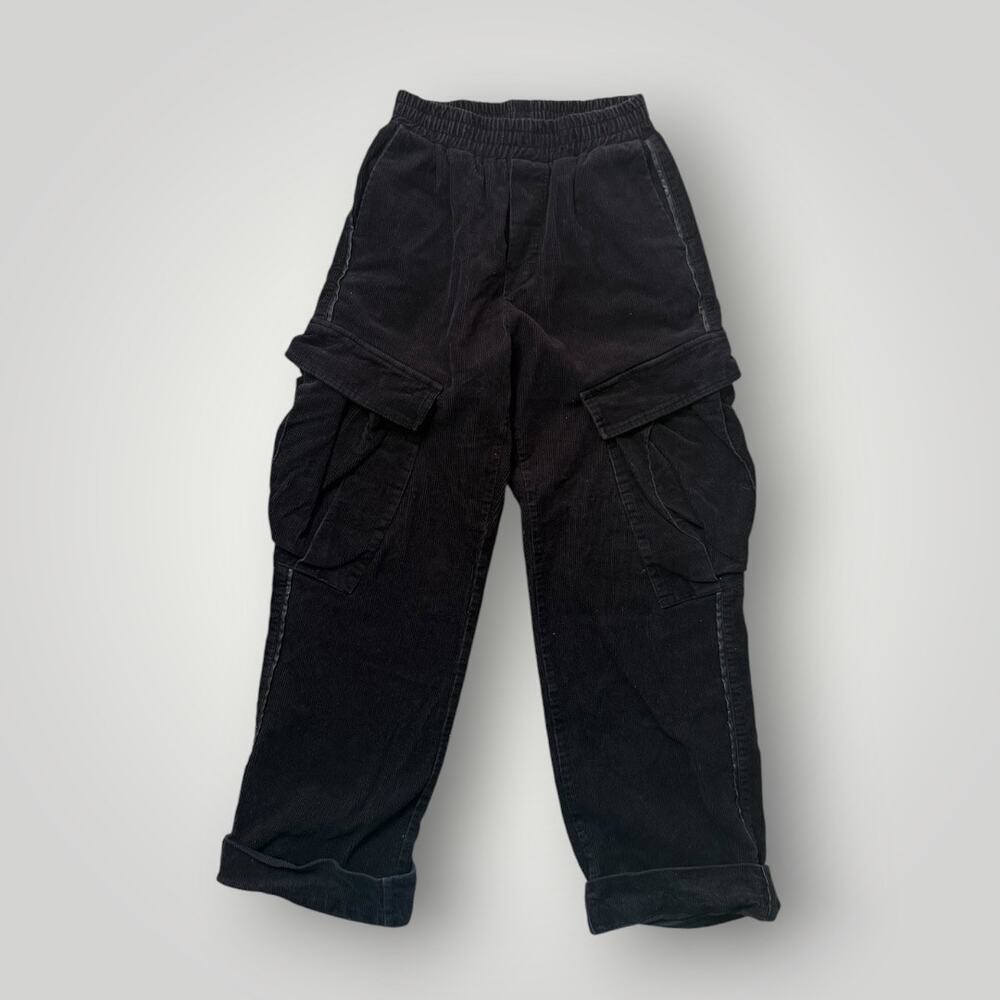 Circular Black Corduroy Cargo Pants Size S 24” Inseam 100% Cotton